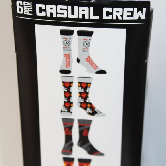 Dungeons & Dragons Mens Casual Crew Socks 6-Pack Shoe Size 8-12 - Picture 2 of 3